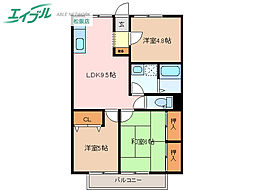 鎌田旭ハイム 3LDKの間取図画像