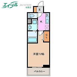 ラフィーネ 3階1Kの間取り