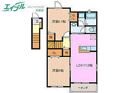 ファミールＴ・Ｋ　I 2階2LDKの間取り