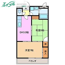 ラ・ブランシュ 2DKの間取図画像