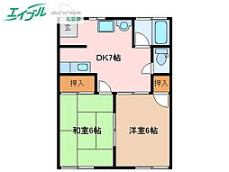 御殿山コーポ 2DKの間取図画像