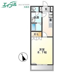 コンフォルト藤 1Kの間取図画像