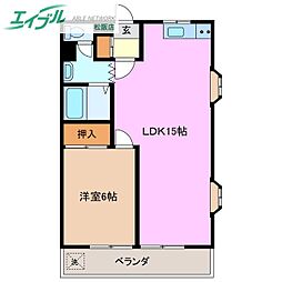 ハイム中川 1LDKの間取図画像