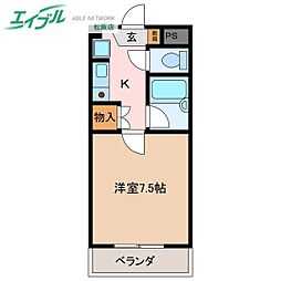 ロイヤルリング 1Kの間取図画像