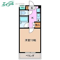 ロイヤルリング 1Kの間取図画像