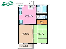 コーポベルウッド 2DKの間取図画像