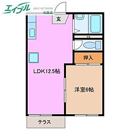 コーポベルウッド 1LDKの間取図画像