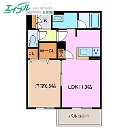 シャーメゾンステージ殿町 1LDKの間取図画像