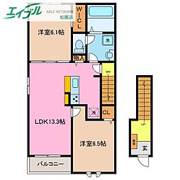 ニューライズ南風 B 2階/-