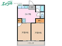 ラビデンスSAWA 2DKの間取図画像