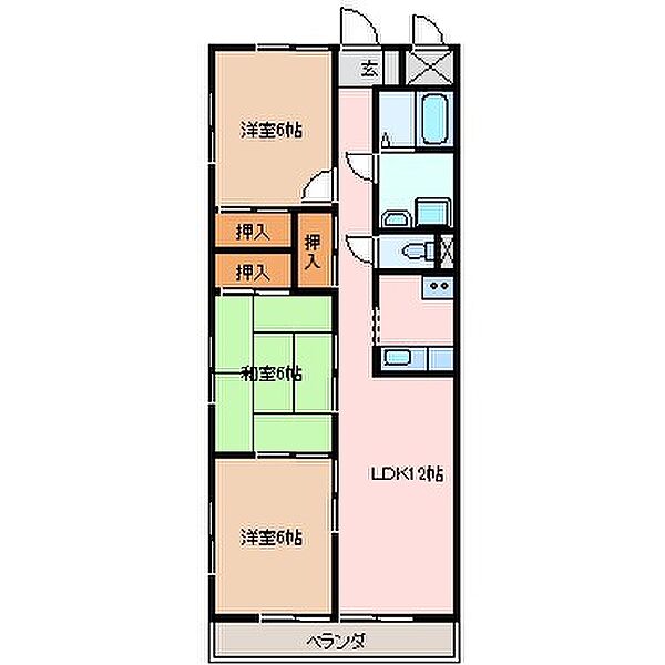 三重県津市幸町(賃貸マンション3LDK・6階・68.75㎡)の写真 その2