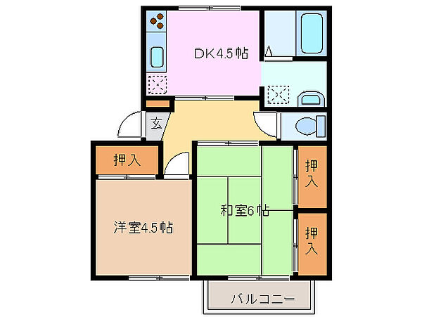 三重県津市一身田中野(賃貸アパート2DK・2階・40.50㎡)の写真 その2