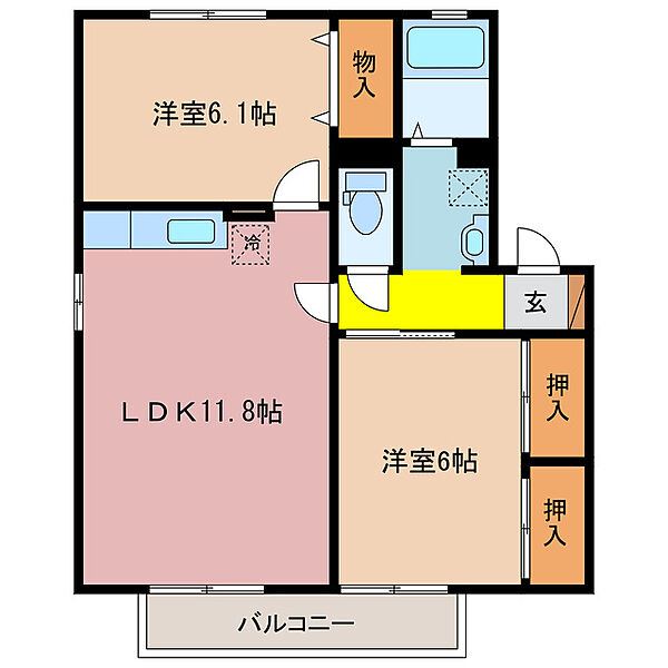 三重県津市津興(賃貸アパート2LDK・1階・55.00㎡)の写真 その2