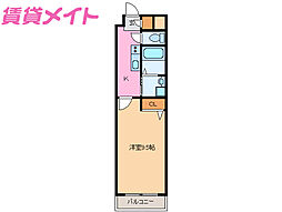 セントラルコート 1Kの間取図画像