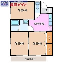 クレシア・A 3DKの間取図画像