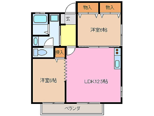 三重県松阪市外五曲町(賃貸アパート2LDK・1階・53.60㎡)の写真 その2