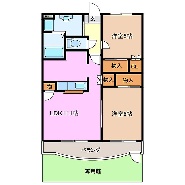 三重県松阪市塚本町(賃貸マンション2LDK・1階・51.66㎡)の写真 その2