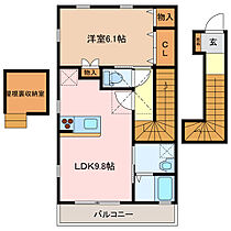 三重県松阪市大黒田町（賃貸アパート1LDK・2階・42.86㎡） その2