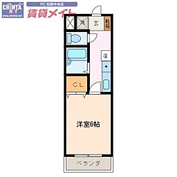 パルテンザ松阪2 1階1Kの間取り
