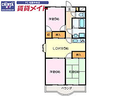 近鉄山田線 松ヶ崎駅 徒歩7分の賃貸マンション 4階3LDKの間取り