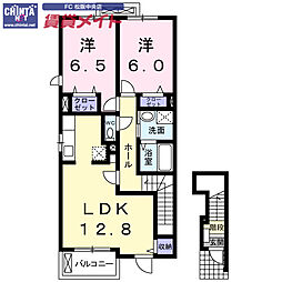 ヴェルサイユ 2階2LDKの間取り