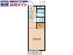 フローラル2 1Kの間取図画像