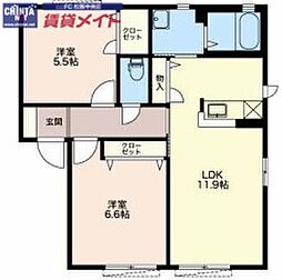 グレイスコート 2LDKの間取図画像
