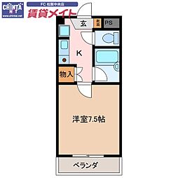 ロイヤルリング 1Kの間取図画像