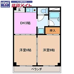 ロイヤルリング 2DKの間取図画像