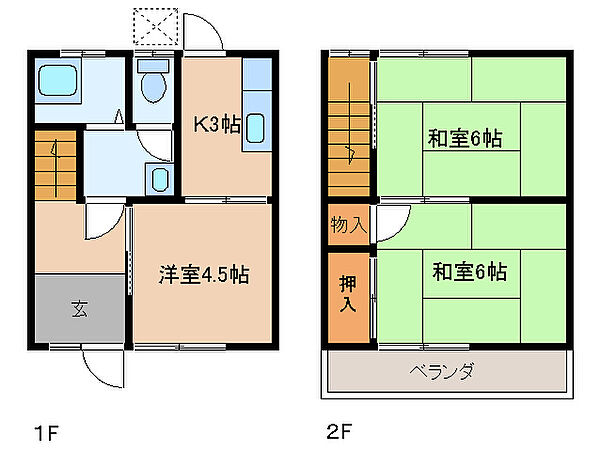 三重県伊勢市岡本３丁目(賃貸テラスハウス3K・1階・49.08㎡)の写真 その2