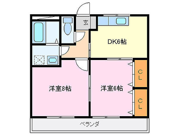 三重県伊勢市神田久志本町(賃貸アパート2DK・2階・44.90㎡)の写真 その2
