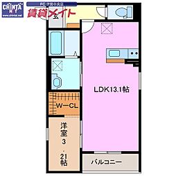 伊勢市御薗町王中島アパート 1LDKの間取図画像
