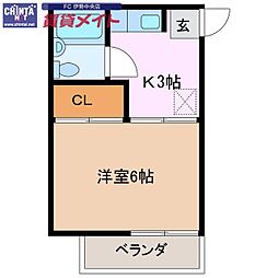 コスモハイツ 1Kの間取図画像