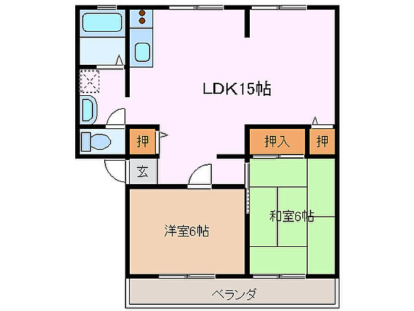 三重県津市乙部(賃貸アパート2LDK・1階・60.35㎡)の写真 その2