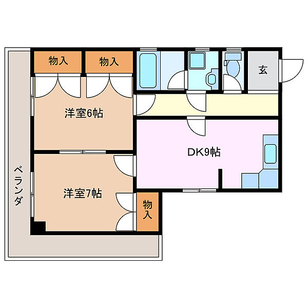 三重県津市大門(賃貸マンション2DK・3階・55.00㎡)の写真 その2
