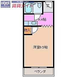 平アパート ワンルームの間取図画像