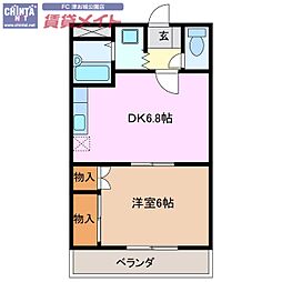 サンタプレイス 1DKの間取図画像