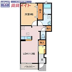 ルピナス　Ｃ棟 1階1LDKの間取り