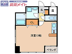 セントアビエス 5階ワンルームの間取り