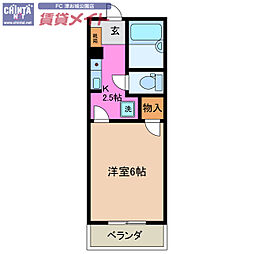 ビューハイツ桜田 1Kの間取図画像