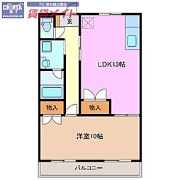ハナトピア 1LDKの間取図画像