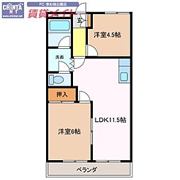 ハイコーポ清風 2LDKの間取図画像