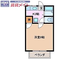 プランドールいとう 1Kの間取図画像