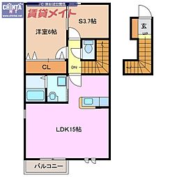 アパートB 1SLDKの間取図画像