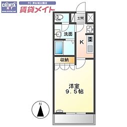 グレートピレニーズ2 1Kの間取図画像