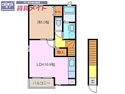 平和ハイシード 1LDKの間取図画像