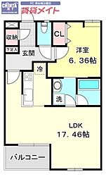 ガーデンハウス大谷町2 1LDKの間取図画像