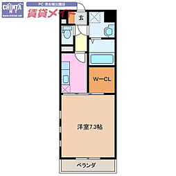 アールドゥヴィーヴル 1Kの間取図画像