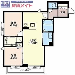 Friends,北丸之内 2LDKの間取図画像