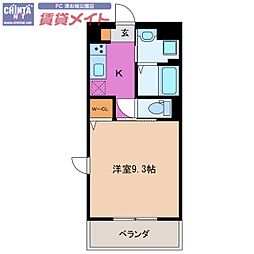 qualia江戸橋 1Kの間取図画像
